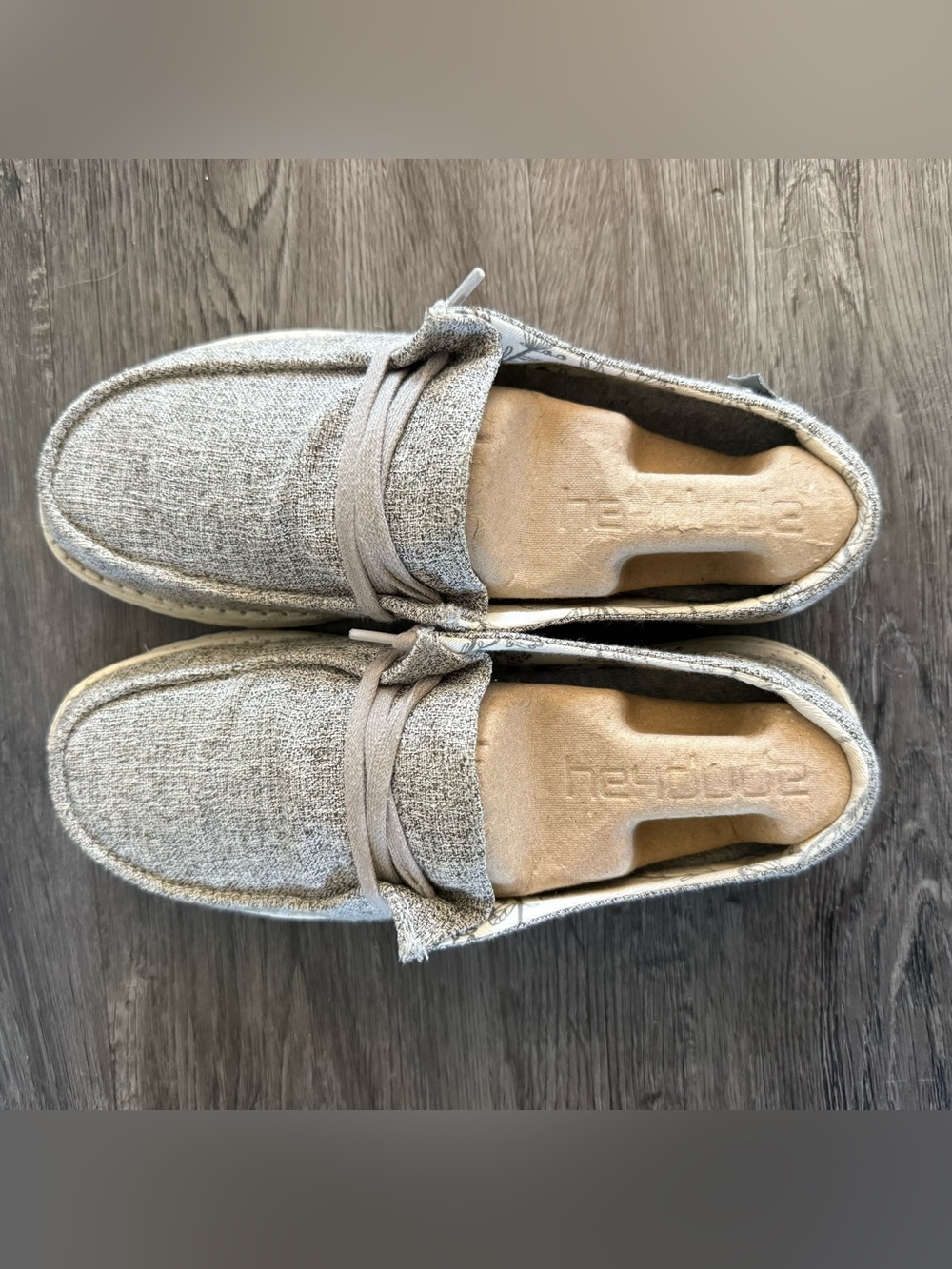 HeyDude Women’s Wendy Grey Linen Shoes Size 8